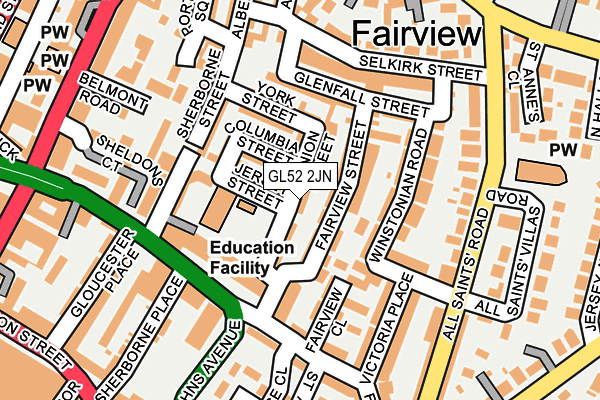 GL52 2JN map - OS OpenMap – Local (Ordnance Survey)