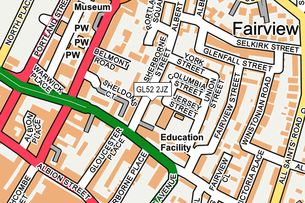 GL52 2JZ map - OS OpenMap – Local (Ordnance Survey)