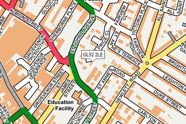 GL52 2LE map - OS OpenMap – Local (Ordnance Survey)