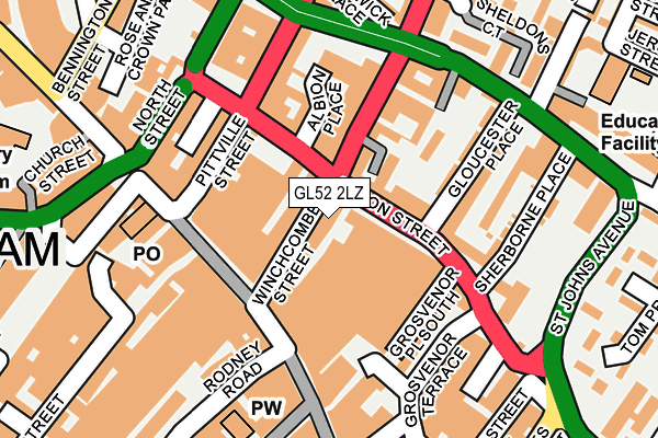 GL52 2LZ map - OS OpenMap – Local (Ordnance Survey)