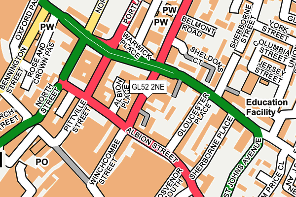 GL52 2NE map - OS OpenMap – Local (Ordnance Survey)