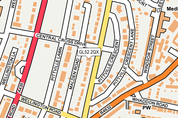 GL52 2QX map - OS OpenMap – Local (Ordnance Survey)