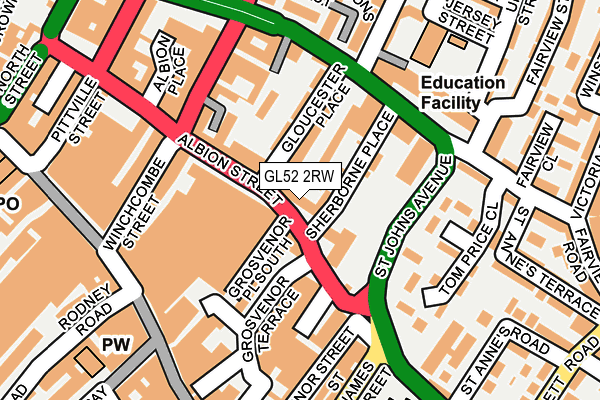 GL52 2RW map - OS OpenMap – Local (Ordnance Survey)