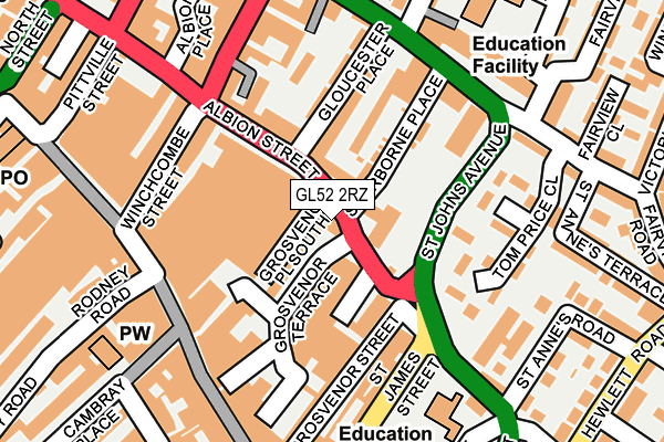 GL52 2RZ map - OS OpenMap – Local (Ordnance Survey)