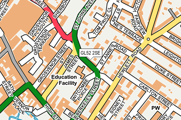 GL52 2SE map - OS OpenMap – Local (Ordnance Survey)