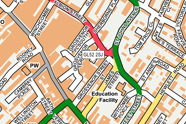 GL52 2SJ map - OS OpenMap – Local (Ordnance Survey)