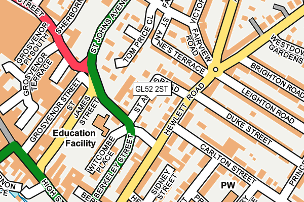 GL52 2ST map - OS OpenMap – Local (Ordnance Survey)