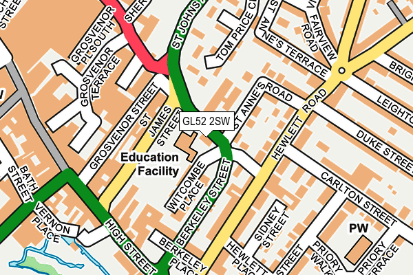 GL52 2SW map - OS OpenMap – Local (Ordnance Survey)