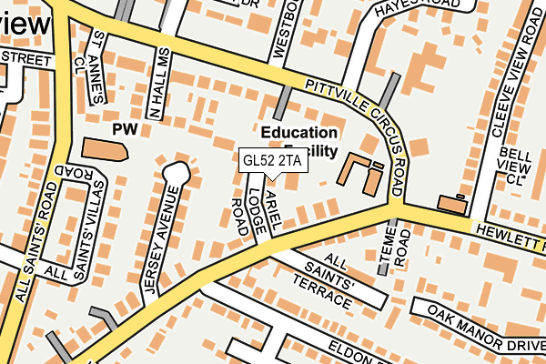 GL52 2TA map - OS OpenMap – Local (Ordnance Survey)