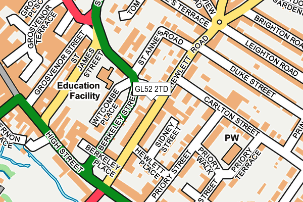 GL52 2TD map - OS OpenMap – Local (Ordnance Survey)