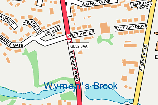 GL52 3AA map - OS OpenMap – Local (Ordnance Survey)