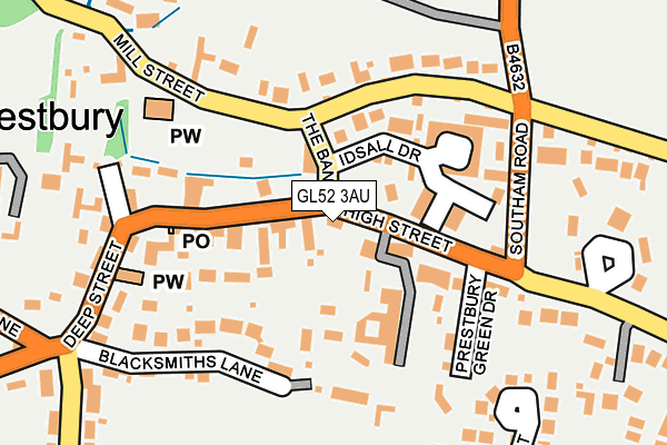 GL52 3AU map - OS OpenMap – Local (Ordnance Survey)