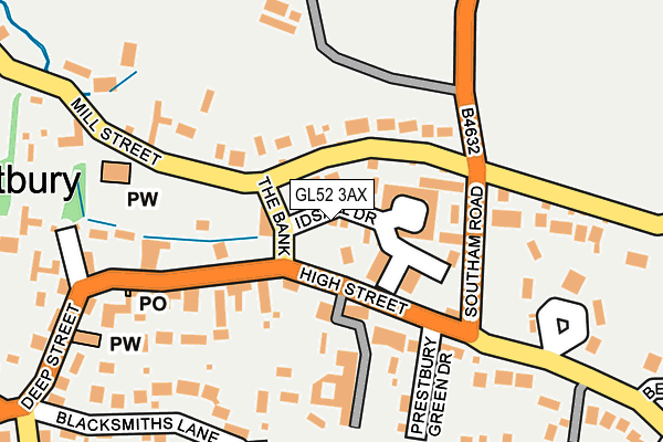 GL52 3AX map - OS OpenMap – Local (Ordnance Survey)