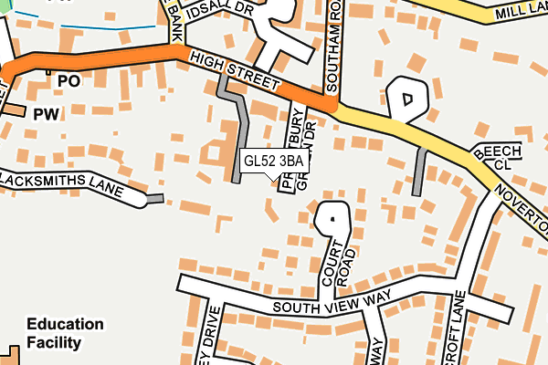 GL52 3BA map - OS OpenMap – Local (Ordnance Survey)