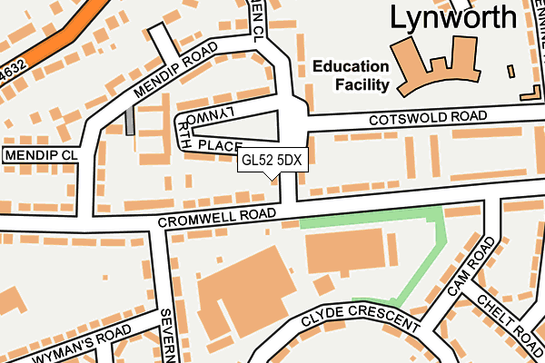 GL52 5DX map - OS OpenMap – Local (Ordnance Survey)