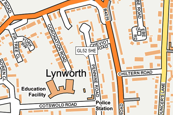 GL52 5HE map - OS OpenMap – Local (Ordnance Survey)