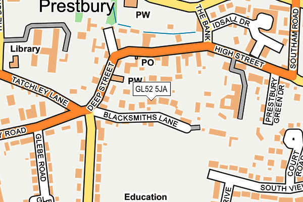 GL52 5JA map - OS OpenMap – Local (Ordnance Survey)