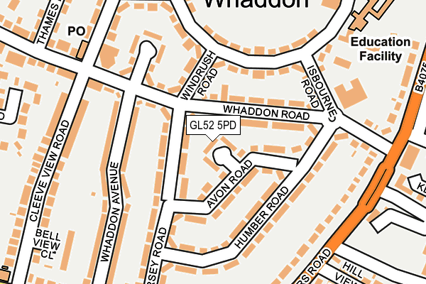 GL52 5PD map - OS OpenMap – Local (Ordnance Survey)