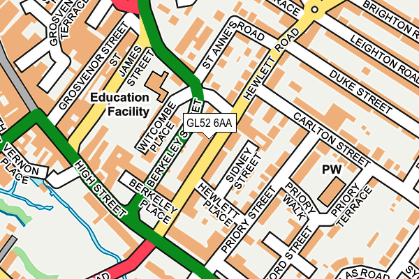 GL52 6AA map - OS OpenMap – Local (Ordnance Survey)