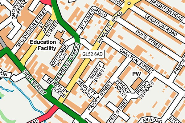 GL52 6AD map - OS OpenMap – Local (Ordnance Survey)