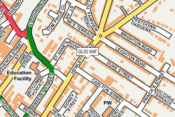 GL52 6AF map - OS OpenMap – Local (Ordnance Survey)