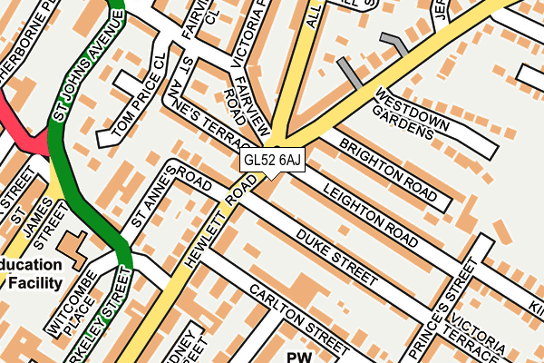 GL52 6AJ map - OS OpenMap – Local (Ordnance Survey)