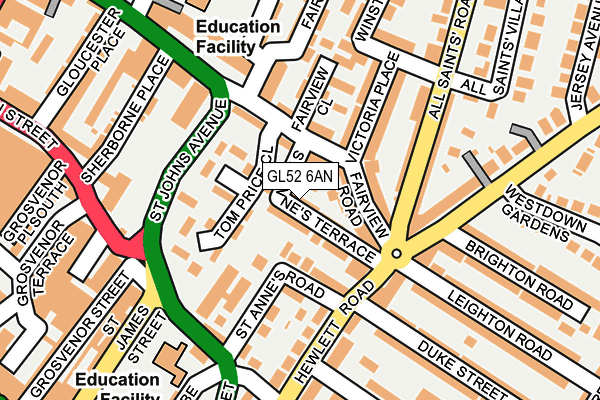 GL52 6AN map - OS OpenMap – Local (Ordnance Survey)