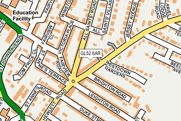 GL52 6AR map - OS OpenMap – Local (Ordnance Survey)