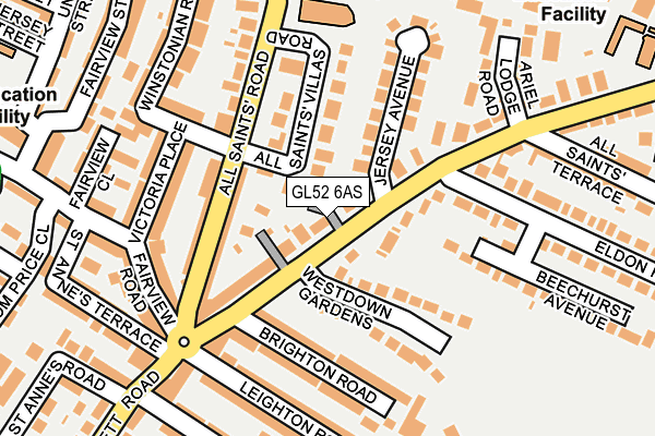 GL52 6AS map - OS OpenMap – Local (Ordnance Survey)