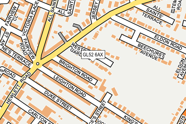 GL52 6AX map - OS OpenMap – Local (Ordnance Survey)