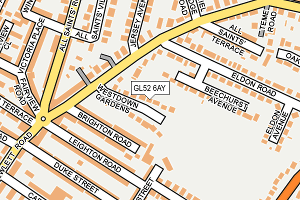 GL52 6AY map - OS OpenMap – Local (Ordnance Survey)