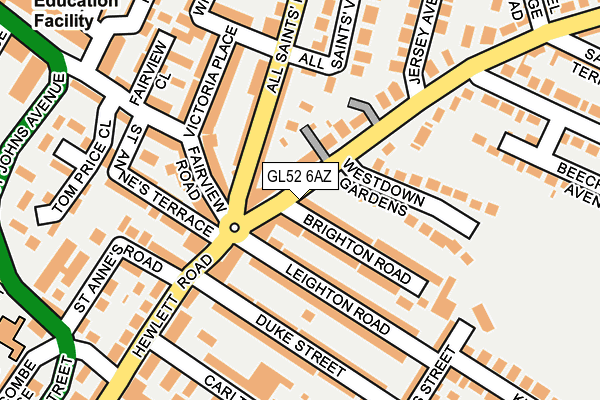 GL52 6AZ map - OS OpenMap – Local (Ordnance Survey)