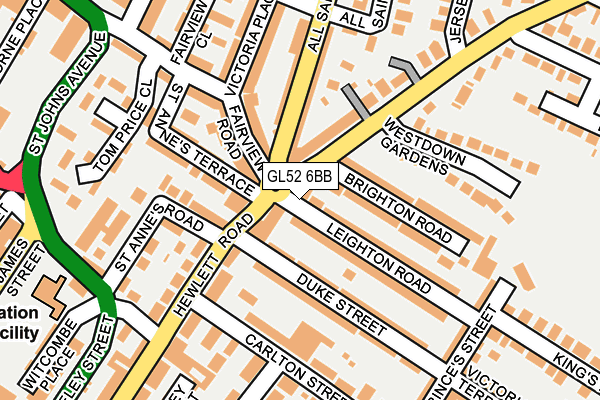 GL52 6BB map - OS OpenMap – Local (Ordnance Survey)