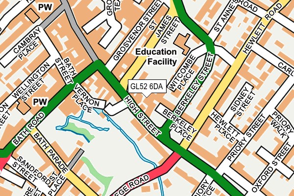 GL52 6DA map - OS OpenMap – Local (Ordnance Survey)