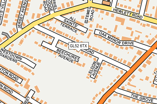 GL52 6TX map - OS OpenMap – Local (Ordnance Survey)