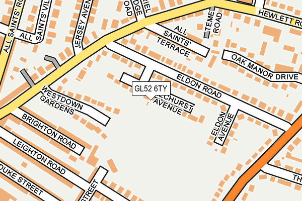 GL52 6TY map - OS OpenMap – Local (Ordnance Survey)