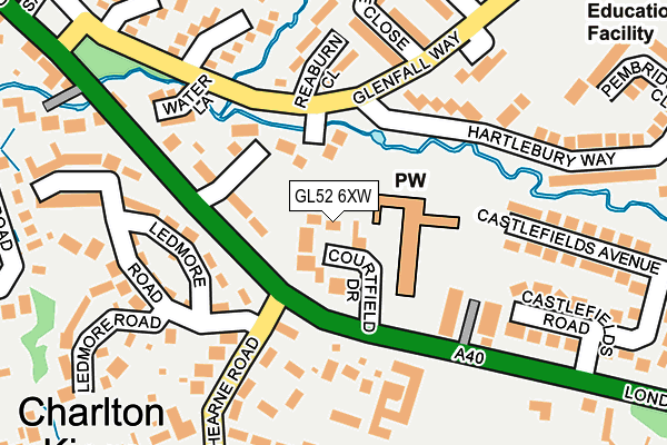 GL52 6XW map - OS OpenMap – Local (Ordnance Survey)