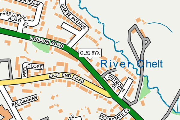 GL52 6YX map - OS OpenMap – Local (Ordnance Survey)