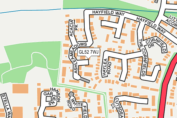 GL52 7WJ map - OS OpenMap – Local (Ordnance Survey)
