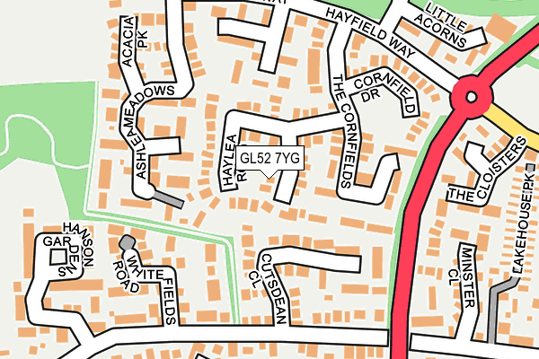 GL52 7YG map - OS OpenMap – Local (Ordnance Survey)