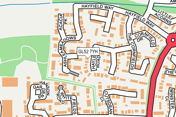 GL52 7YH map - OS OpenMap – Local (Ordnance Survey)