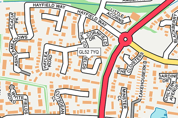 GL52 7YQ map - OS OpenMap – Local (Ordnance Survey)