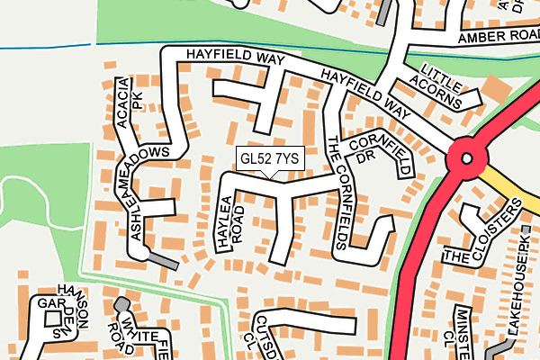 GL52 7YS map - OS OpenMap – Local (Ordnance Survey)