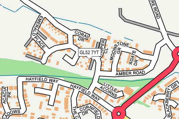 GL52 7YT map - OS OpenMap – Local (Ordnance Survey)