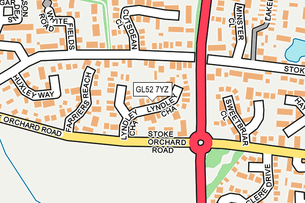 GL52 7YZ map - OS OpenMap – Local (Ordnance Survey)