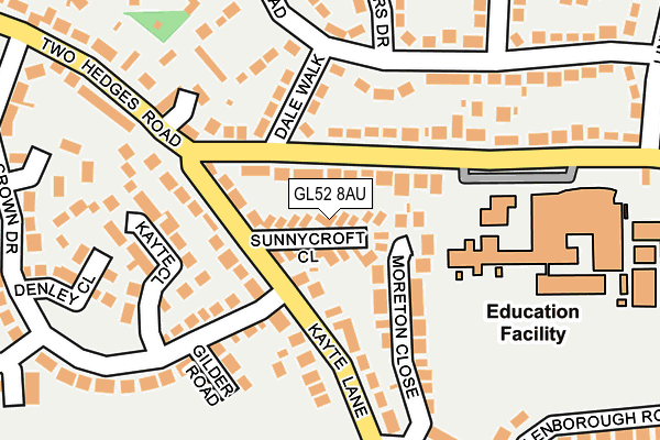 GL52 8AU map - OS OpenMap – Local (Ordnance Survey)