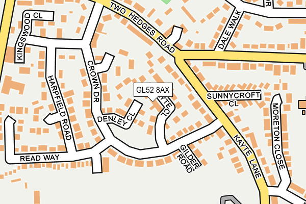 GL52 8AX map - OS OpenMap – Local (Ordnance Survey)
