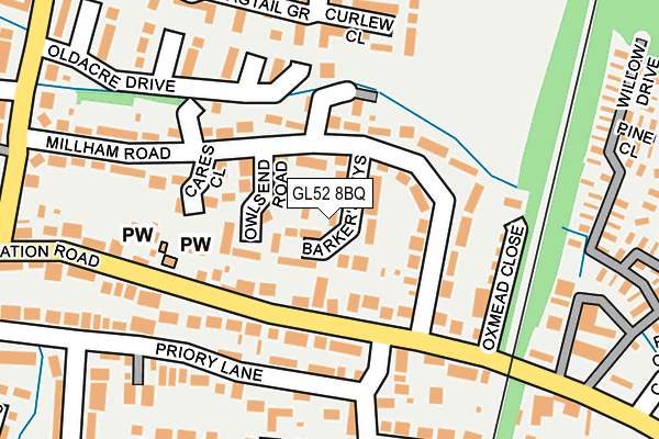 GL52 8BQ map - OS OpenMap – Local (Ordnance Survey)