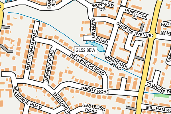 GL52 8BW map - OS OpenMap – Local (Ordnance Survey)