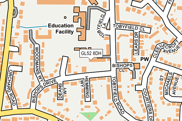 GL52 8DH map - OS OpenMap – Local (Ordnance Survey)